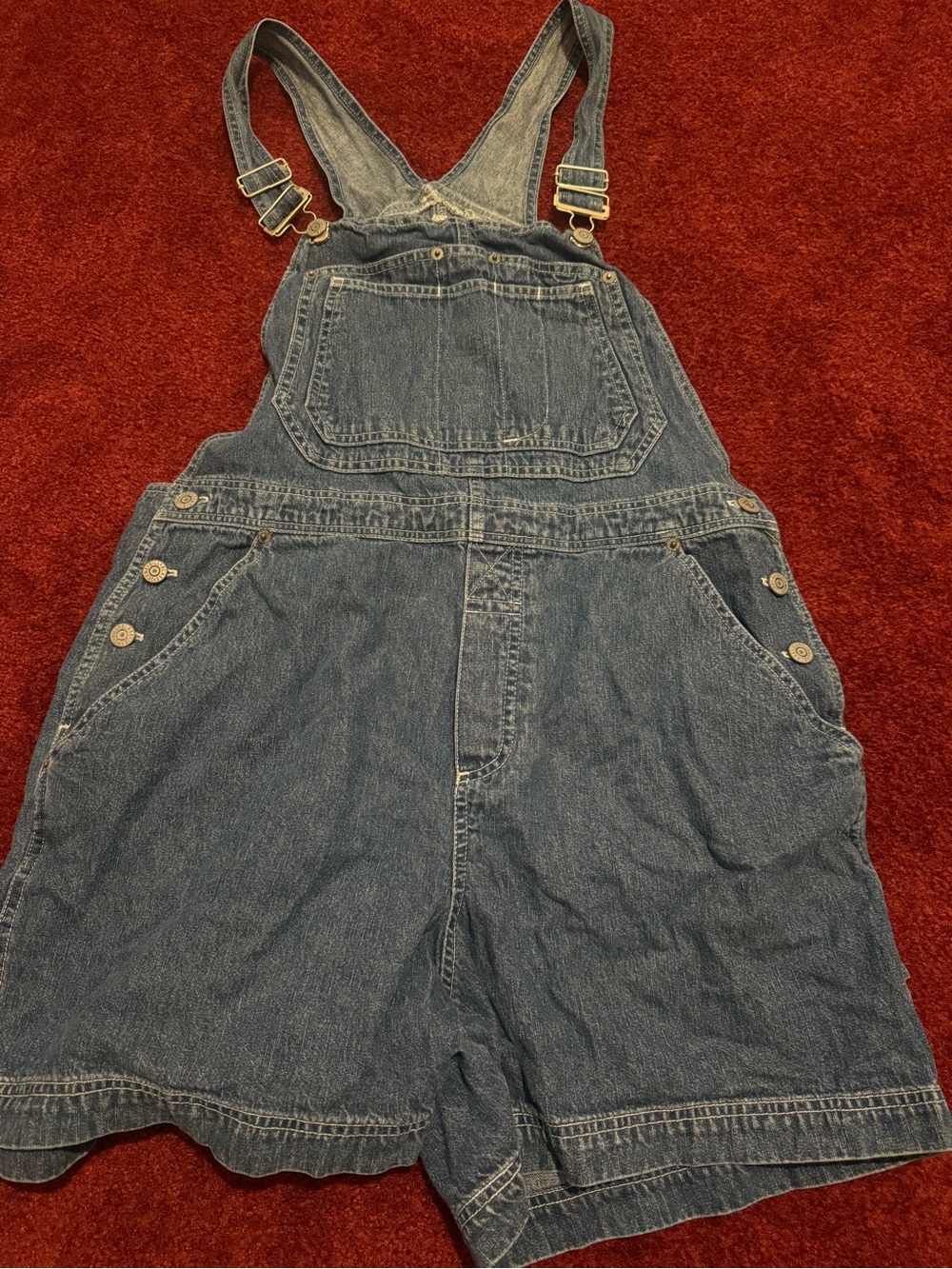 Vintage Bill Blass Blue Jean Denim Overall Carpenter Shorts  Women's Size Large